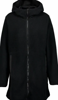 long pile hood, lang fleecejakke, dame