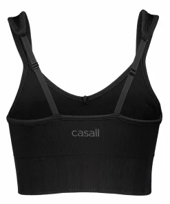 seamless rib padded sports bra